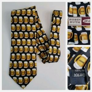 Robin Ruth Draft Draught Beer Themed Silk Tie